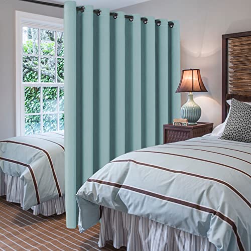Blackout Patio Curtains 100 x 84 Inches for Sliding Door Extral Wide Blackout Curtain Panels Thermal Insulated Room Divider (100"W x 84"L (Pack of 1) / Mineral Blue)