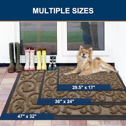 Front Door Mat Outside Entrance (Brown / 29.5" X 17")