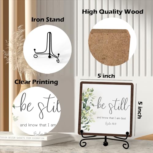 Be Still And Know That I Am God Table Sign (Be Still And Know That I Am God / Wooden Sign with Iron Stand)
