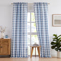 Dusty Blue White Buffalo Plaid Semi Sheer Curtain Panels 84 Inch (Blue/White / 52"W x 84"L (Pack of 2))