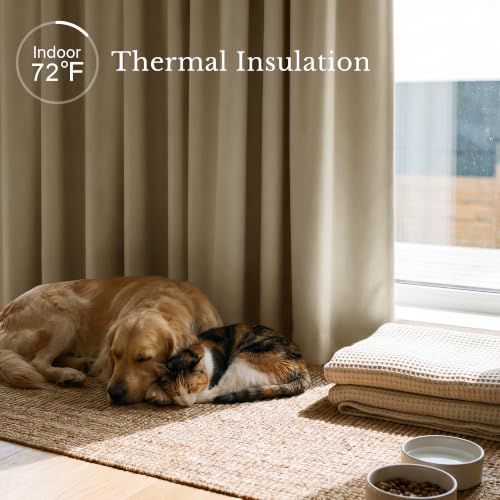Window Treatment Thermal Insulated Rod Pocket Room Darkening Curtains (Cocoa Eggnog / 42"W x 63"L (Pack of 2))