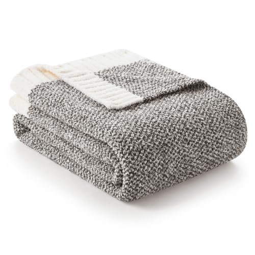 Grey Throw Super Soft Warm Oversized Fuzzy Plush Blanket (Heather Dark Grey / Throw-XL (50"x70"))