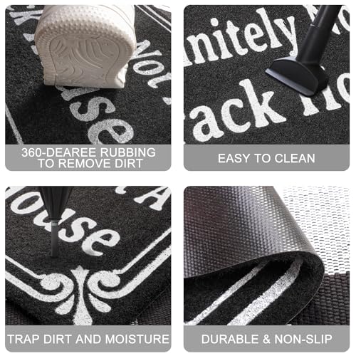Indoor Door Mat Welcome Mats for Front Door Outdoor Entry Black Doormat (1'6" x 2'4" (Rectangular) / Come Inside-black)