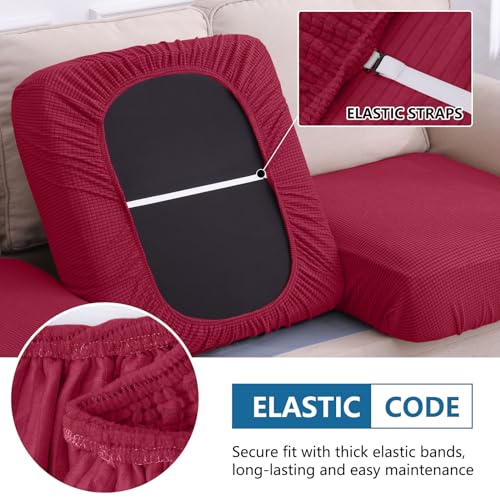 Waterproof Couch Cushion Covers for Pets (Wine Red / Large)
