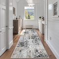 Runner Rugs for Hallways Kitchen 2.6x8 Non Slip Washable Black Grey Gold (Black Grey/Gold / 2'6" x 8' (Rectangular))