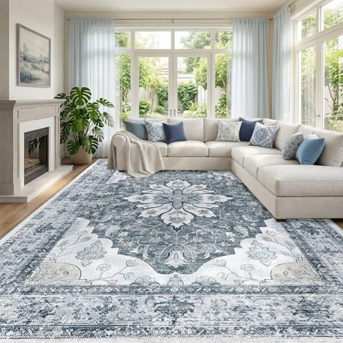 Washable Area Rug (Grey/White/Beige / 9' x 12' (Rectangular))