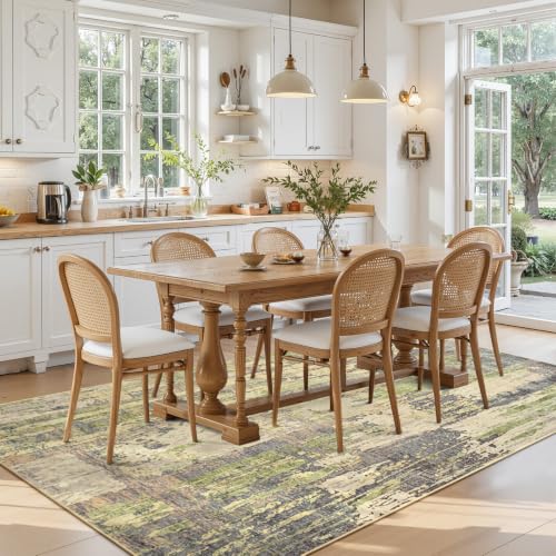 Abstract Area Rug Modern Washable Rug Soft Non Slip Rug Low Pile for Bedroom Living Room Dining Room Green 5x7 Feet (Green / 5' x 7' (Rectangular))