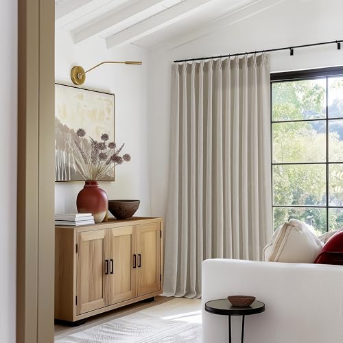 Taupe Burlywood Pinch Pleat Linen Curtains 96 Inches Long 70 Inch Wide (Burlywood Birch / 70"W x 96"L (Pack of 1))