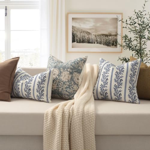 Vintage Throw Pillow Covers 26x26 Set of 2 (Indigo Blue / 26" x 26" (Pack of 2))