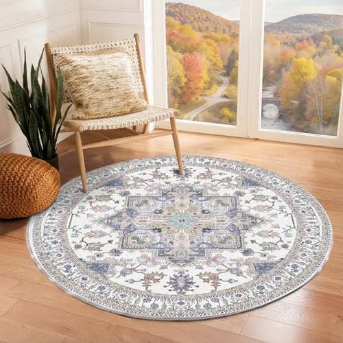 Soft Area Rugs 3' (3' (Round) / Purple & Cream)