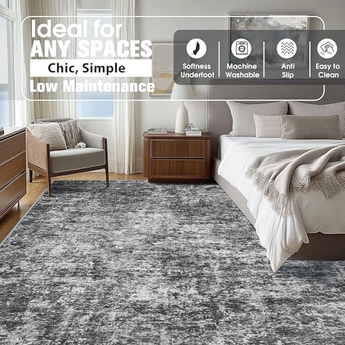 9x12 Area Rugs for Living Room Washable Bedroom Dining Room Black Grey (Black/Grey / 9' x 12' (Rectangular))