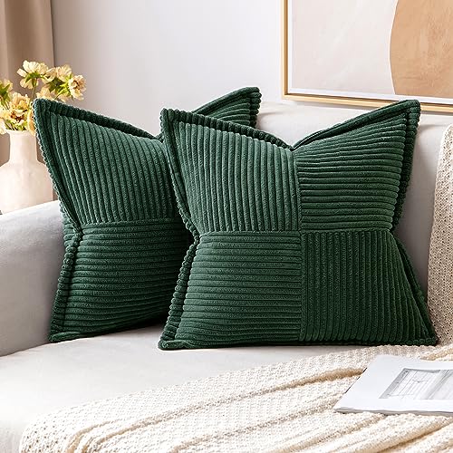 Decorative Throw Pillow Covers for Couch 20x20 Inch Dark Green (Dark Green / 20" x 20" (Pack of 2))