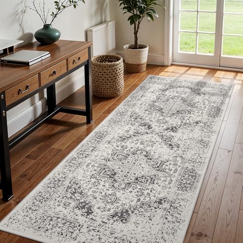3x8 Washable Runner Rug (Distressed Grey / 3x8)