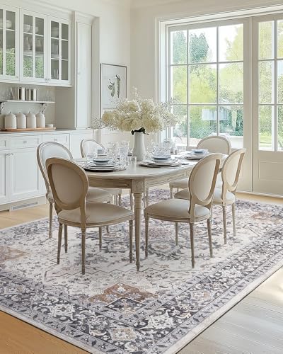 Amada 6x9 Washable Area Rug for Dining Room (6' x 9' (Rectangular) / Taupe)
