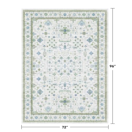 Cream Oushak 6x8 Bedroom Rug (6' x 8' (Rectangular) / Cream Green)