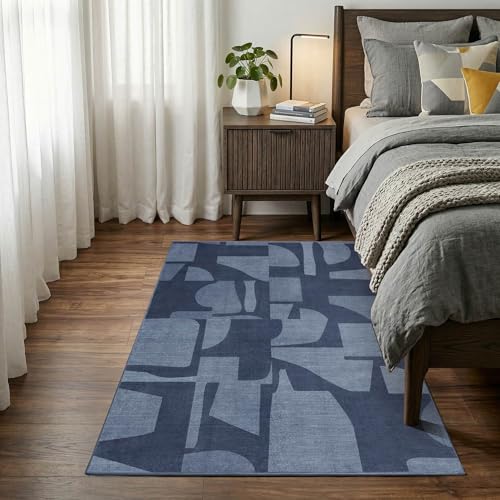 3x5 Washable Rug Modern Carpet for Entryway Bedroom (Navy / 3' x 5' (Rectangular))