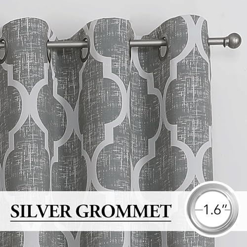 Moroccan 100% Blackout Curtains Bedroom Grey 50x90 2 Panels (Grommet | Grey / 50"W x 90"L (Pack of 2))