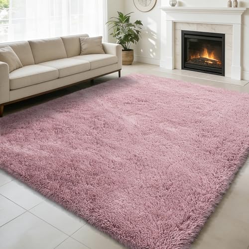8x10 Fluffy Area Rugs for Living Room (Blush / 8' x 10' (Rectangular))