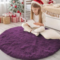 Dark Purple Round Rugs for Bedroom (4 Ft Round / Dark Purple)