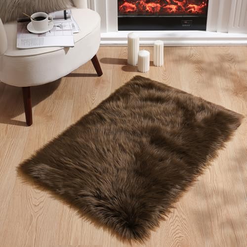 Ashler Faux Fur Rug (2 x 2.9 ft / C-dark Coffee)
