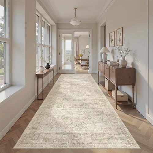 Washable 4x8 Hallway Runner Rug Non (Beige / 4' x 8' (Runner))