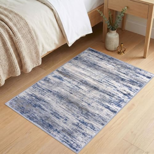 Abstract Rugs for Entryway 2x3 Washable Small Area Rug Grey (Blue-grey / 2' x 3' (Rectangular))