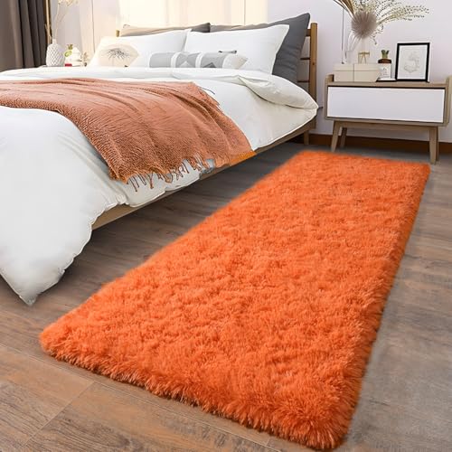 Soft Runner Rugs for Bedroom Hallways (2' x 5' (1 pc) / Orange)