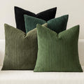 Soft Corduroy Decorative Throw Pillow Covers Neutral Green 18x18 (18" x 18" (Pack of 4) / Green-black)
