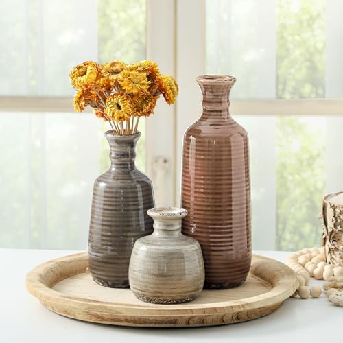 Ceramic Vases Set of 3 (011 - Brown)
