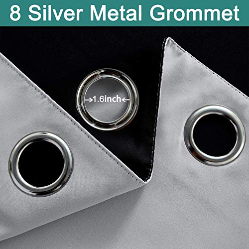 Light Grey 100% Blackout Curtains 54 Inches Long 52" Wide 2 Panel (52"W x 54"L (Pack of 2) / Light Grey)