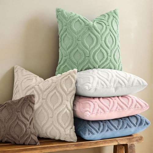 Faux Fur Plush Soft Beige Throw Pillow Covers 12x12 Set of 2 (12" x 12" (Pack of 2) / Beige)