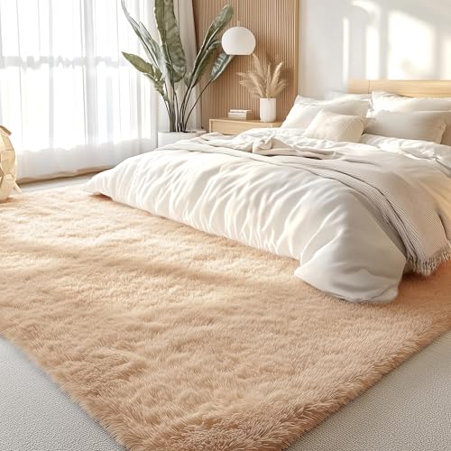 8x12 Machine Washable Large Area Rugs for Living Room (8x12 Ft / Beige)