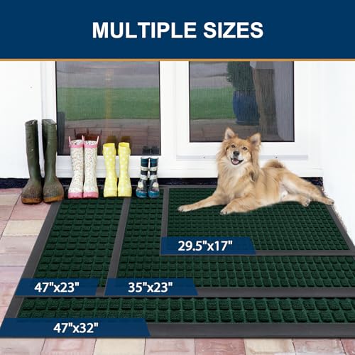 Front Door Mat Outside Entrance (Black Green / 47" X 23")