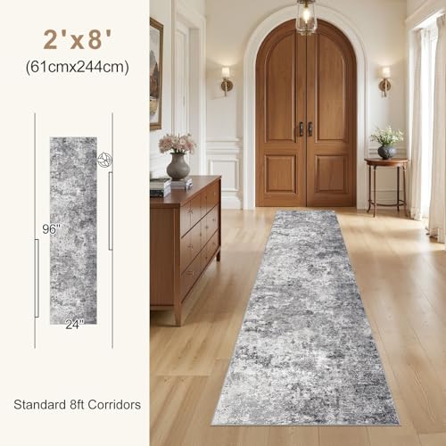 2x8 Washable Runner Rug for Hallway (Grey / 2' x 8' (Runner))