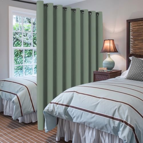 Blackout Patio Curtains 100 x 84 Inches for Sliding Door Extral Wide Blackout Curtain Panels Thermal Insulated Room Divider (100"W x 84"L (Pack of 1) / Green Bay)