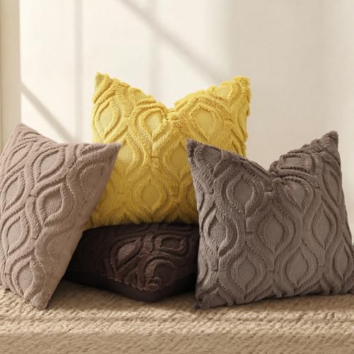 Faux Fur Plush Soft Brown Throw Pillow Covers 24x24 Set of 2 (24" x 24" (Pack of 2) / Brown)