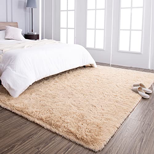 Super Soft Shaggy Rugs Fluffy Carpets 9x12 Feet (9' x 12' (Rectangular) / Light Tan)