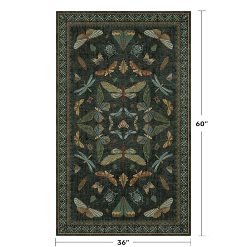 Green and Black Entryway Rug (3' x 5' (Rectangular) / Dark Green)