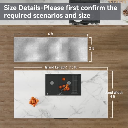 Kitchen Runner Rug Mat Non Slip Hallway Runner Washable Gray 2x6 ft (A- Light Grey / 2' x 6')