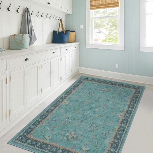 Teal 3x6 Wide Non Slip Kitchen Rug (3' x 6' (Rectangular) / Emerald Teal)