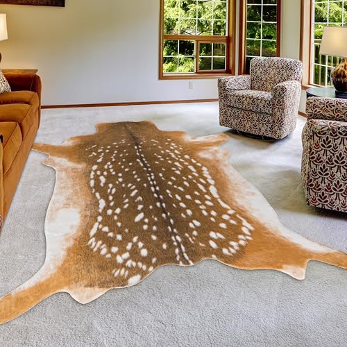 Deer Rug Antelope Print Rug (Brown-deer / 5'2" x 7' (Rectangular))