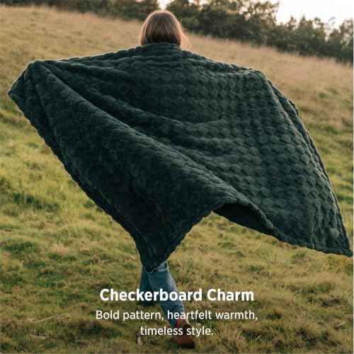 Checkered Soft Cozy Twin Blanket for Bed (Dark Green / Twin (60" X 80"))