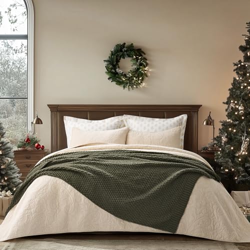 HOME Chunky Chenille Knit Throw Blanket (Olive Green / 60" X 80")