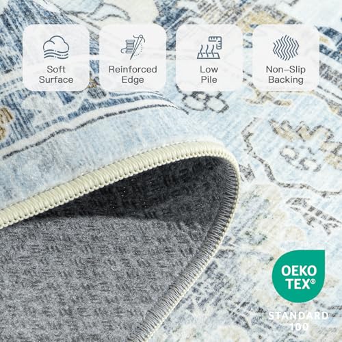 6x9 Light Blue Rugs for Bedroom Living Room (Sunflower Blue/Gold / 6' x 9' (Rectangular))