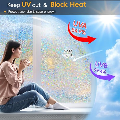 Rainbow Window Privacy Film Decorative (Rainbow / 29.5 Inch * 157.4 Inch)