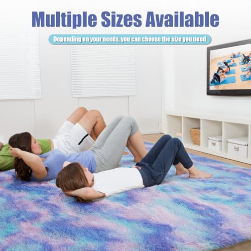 9x12 Fluffy Area Rugs for Living Room Bedroom (Rainbow Purple / 9' x 12' (Rectangular))