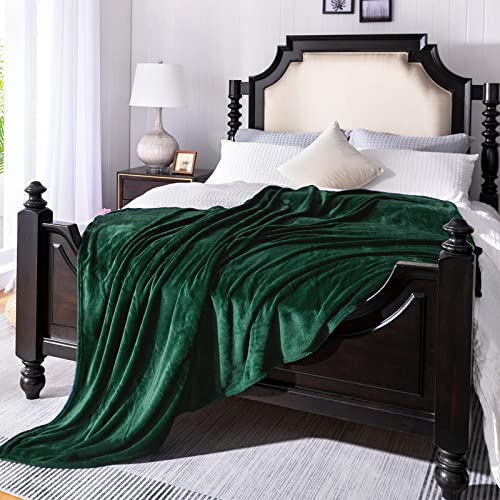 Forest Green Fleece Plush Throw Blanket 90"x90"for Couch Fuzzy Cozy Flannel (Green / Queen(90"×90"))