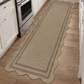 Scalloped Easy Jute 2.6x8 Kitchen Runner Rug (2.6'x8' (Runner) / Brown Geometric-2)
