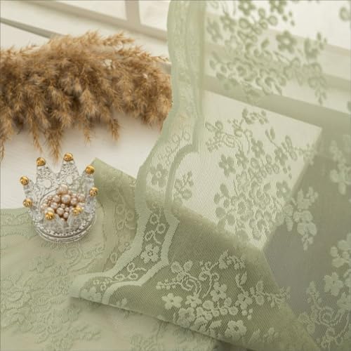 Vintage Lace Curtains 54 Inch Length (Sage Green / 52"W x 54"L (Pack of 2))