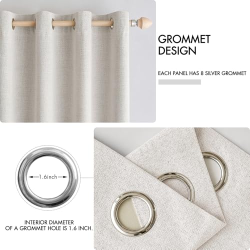 100% Blackout Linen Curtains for Bedroom 52x54 Inches Cream White (Cream White / 52"W x 54"L (Pack of 2))